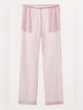 Zara Silk Light Pink Pinstripe Pull-On Pajama Pants